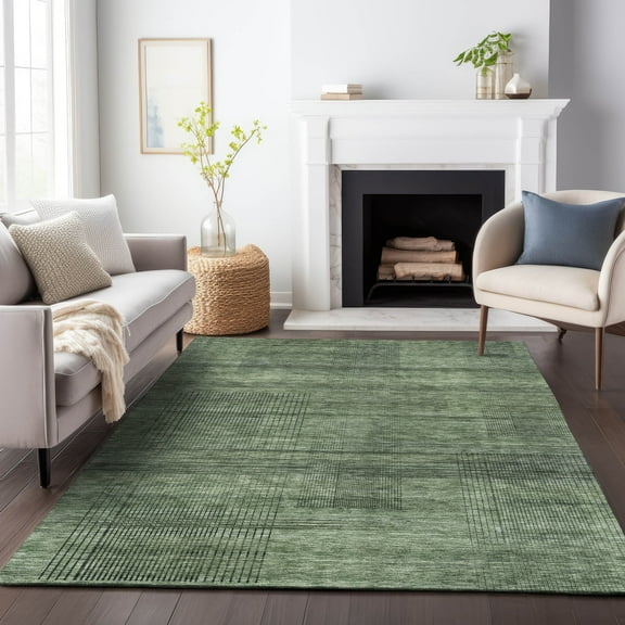 Addison Rugs Chantille Indoor/Outdoor Transitional Stripes Olive Washable Rectangle Rug, 2'6" x 3'10"