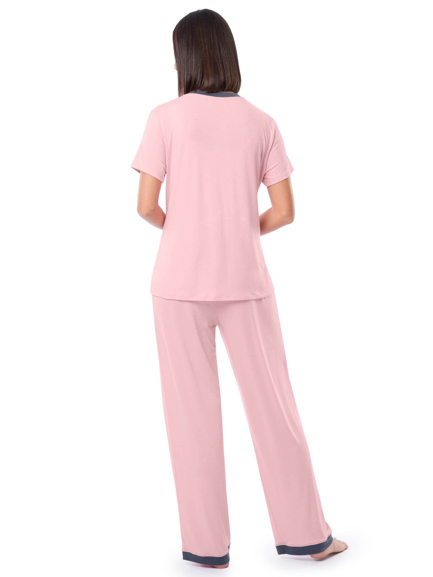 Fruit of the Loom Women's Soft & Breathable V-Neck Short Sleeve Top & Pajama Pant Set, Sizes S-4X