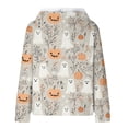 thumbnail image 5 of Qiopertar Women's Halloween Hoodie Graphic Print Long Sleeve Crewneck Loose Casual Pullover Tops Fall Party Holiday Top, Khaki XXL, 5 of 7