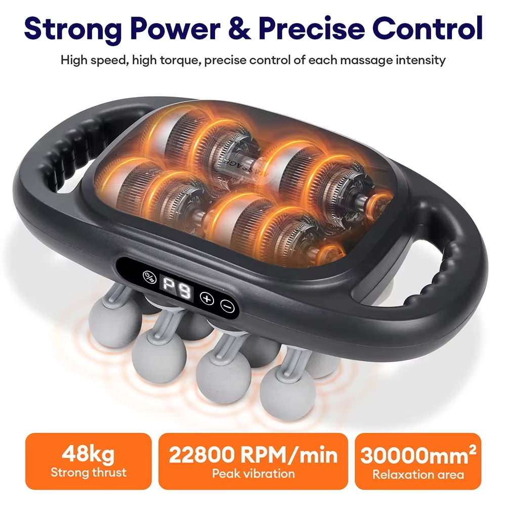 Percussion Massage Gun with 16 Heads – Handheld Deep Tissue Muscle Massager, 5-Speed, Rechargeable, Portable Full Body Recovery for Back, Legs & Shoulders
