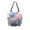 Blue-pink Roses and Daisies, variant on Open Top Canvas Tote Bag with Zipper Reusable Shopping Bag 13.5x15" Roomy Carryall Silver Metal Flower Pattern