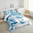 thumbnail image 3 of Manfei Kawaii Christmas Snowman Bedding Comforter Set,Merry Xmas Twin Comforter Sets,White Blue Bedding Set For Kids,Microfiber Bedroom Decor Reversible,2pcs, 3 of 8