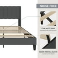 thumbnail image 6 of Upholstered Bed Frame with Tufted Headboard and Wingback, Strong Wood Slat Support, No Box Spring Needed, Easy Assembly, Dark Gray, 6 of 9