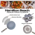 thumbnail image 3 of Hamilton Beach Cookware Set, 10-Pieces, Pots, Pans, and Glass Lids, Nonstick PFOA-Free, PTFE-Free Ceramic Interior, Heavy-Duty Aluminum Construction, Modern Matte Gray, Professional Tapered Shape, 3 of 7