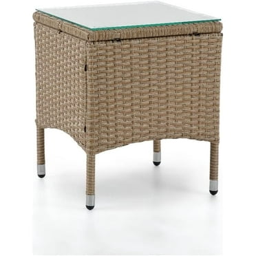 Transitional Wicker/Rattan Outdoor End Table in Natural