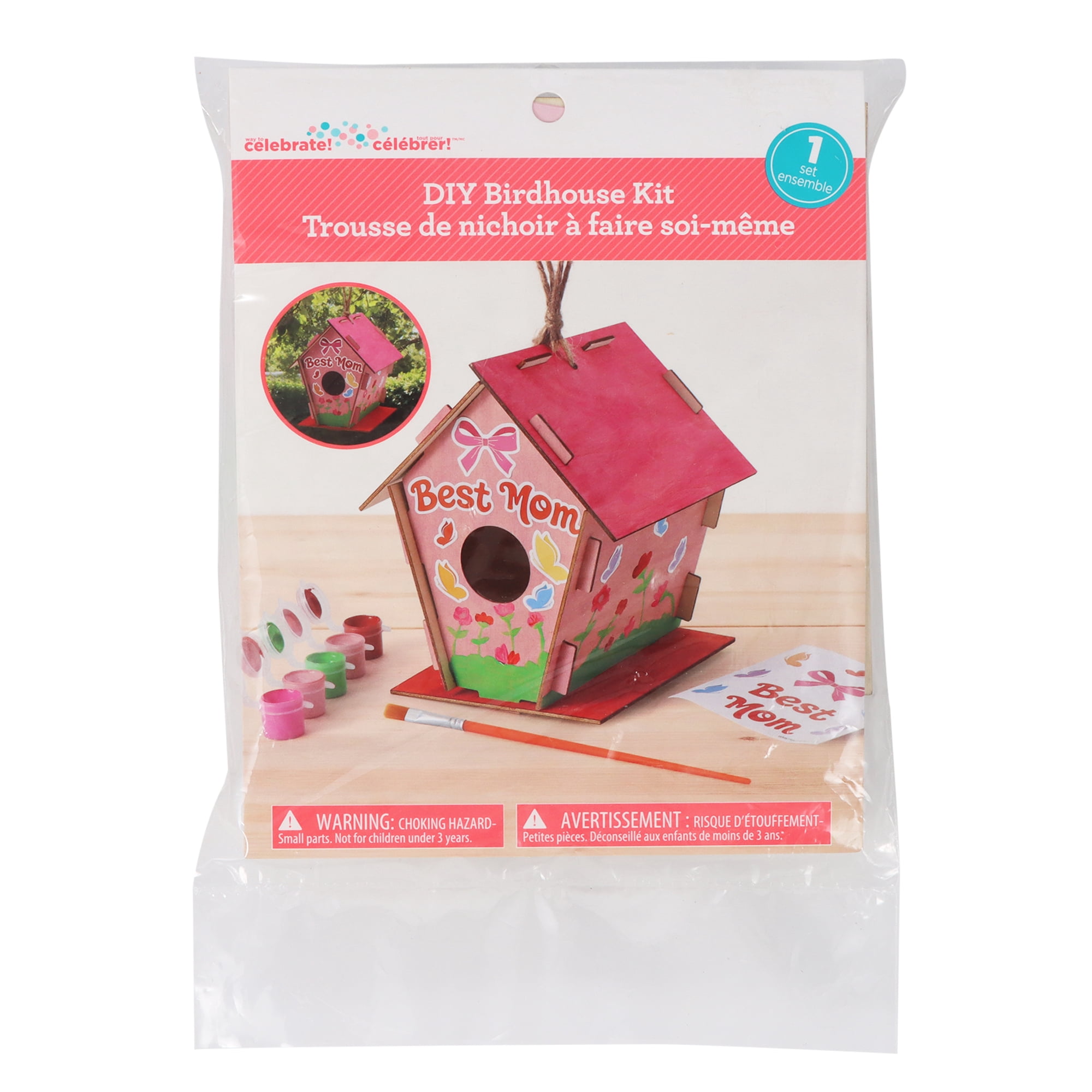 Mother's day Birdhouse Kit, Multi-Color, Way To Celebrate, 6.1 x 1 x 7.87 Inch, 13 Pieces