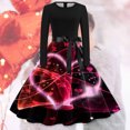 thumbnail image 2 of Long Dresses for Women Casual Casual Round Neck Valentine Printed Dress for Everyday Wear Comfortable Outfits Casual Fall Dresses for Women Black L, 2 of 3