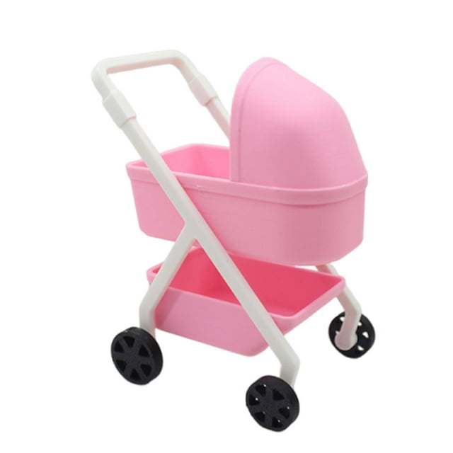 1:12 Miniatura Pequeño Cochecito de Bebé Carrito Modelo Simulación Moderna Mini Bebé Rosa