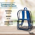 thumbnail image 4 of Heavy Duty Clear Plastic Backpacks Set of 6, Bulk Pack - PVC, Water Resistant, Great for School, Travel - Clear/Blue, 4 of 5