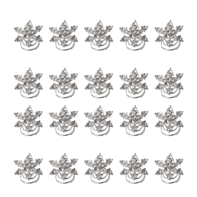 20 Pcs Épingle à Cheveux en Alliage pour Mariée, Flocon de Neige, Strass