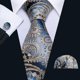 thumbnail image 3 of Set de corbatas Barry.Wang de seda con cachemir, 150 cm, azul y marrón, 3 of 8