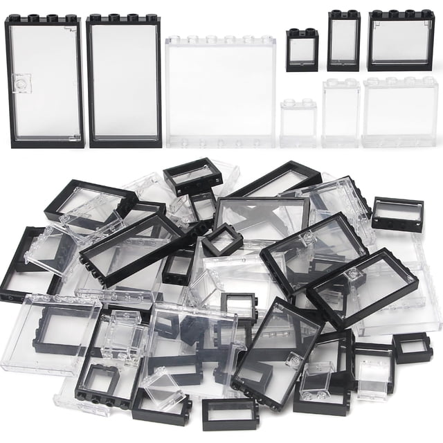 Kit de ladrillos de construcción Feleph, ventanas transparentes y transparentes, 130 unidades
