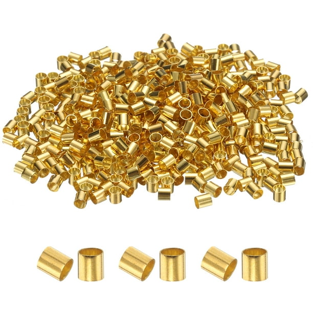 Uxcell 500 Pcs Cuentas de Tubo Crimpado, Cuentas de Cobre de 2.5x2.5mm para Aretes, Collares, Pulseras, Manualidades