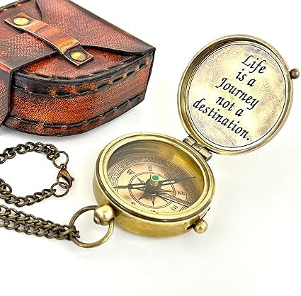 Unique Gifts for Men, Engraved Compass - Life is a Journey not a Destination - Unique Gifts for Fathers, dad, for him Gifts Husband, Husband