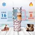 thumbnail image 4 of 40oz Red Cherry Fruit Pattern Stainless Steel Flip Straw Tumbler Spill Proof Travel Cup Double Wall Vacuum Insulated Coffee Mug with Top Handle, 4 of 6