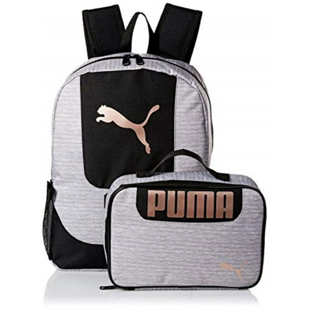 PUMA PUMA Girls' Big Lunch Box Backpack Combo, Gray/black, Youth Size