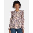 thumbnail image 2 of The Pioneer Woman Pleated Ruffle Blouse, Women’s, Sizes S-3X, 2 of 5