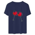thumbnail image 4 of Diufon Hauts de la Saint-Valentin pour Femmes Décontracté Manches Courtes Col Rond Chandail Chemise Imprimé Graphique Mignon Tendance, 4 of 5
