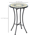 thumbnail image 3 of Outsunny Table Mosaïque, Table de Patio Ronde pour Jardin, Jaune, 3 of 10