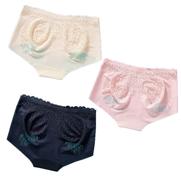 Nueva ropa interior de encaje de melocotón sin costuras para mujer, cintura de color sólido