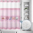 thumbnail image 2 of No Hook Shower Curtain, Pink Summer Coastal Shower Curtains for Bathroom with See Through Top Window, Modern Ocean Waves Starfish Shell Waterproof & Washable Bath Curtain 60"x72", 2 of 9