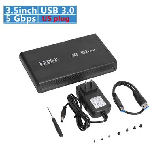 2.5 inch HDD Case USB3.0/2.0 to SATA Port SSD HDD Hard Drive Case Enclosure 5Gbps USB 3.0 External Solid State Hard Disk Box (3.5 inch USB 3.0 US)