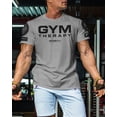 thumbnail image 3 of Gymish Gym Therapy Workout Shirt for Men – Motivational Funny Gym Tee, Athletic Gym Wear, Heather Grey with Sleeve Logo, Small, 3 of 6
