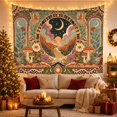 thumbnail image 3 of Mountain Path Beneath a Golden Moonlit Sky, Nostalgic Retro for Nature Lovers, Mushroom Landscape Art, Housewarming Gift, Tapestry Wall Hanging for Bedroom and Studio, 3 of 7