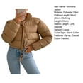 thumbnail image 7 of Women's Cotton-Padded Coat Lightweight Solid Color Warm Jacket with Drawstring Hem Stand Collar Zipper Short Padded Coat for Autumn Winter, 7 of 7