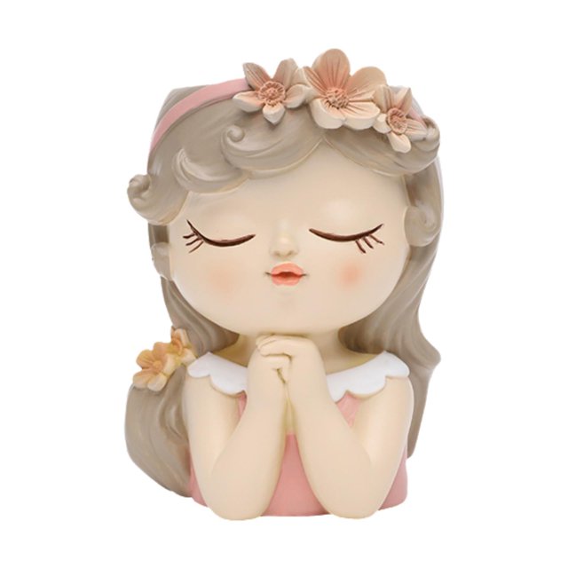 Macetas con cara de niña, soporte para bonsái, jarrón artesanal, escultura decorativa de resina coleccionable de dibujos animados, maceta de resina, 8x7x11cm
