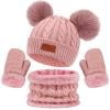 thumbnail image 4 of breaise Kids Toddlers Winter Beanie Hats Gloves Neck Scarf Warm Knit Set Gifts for Baby Boys Girls, 4 of 5