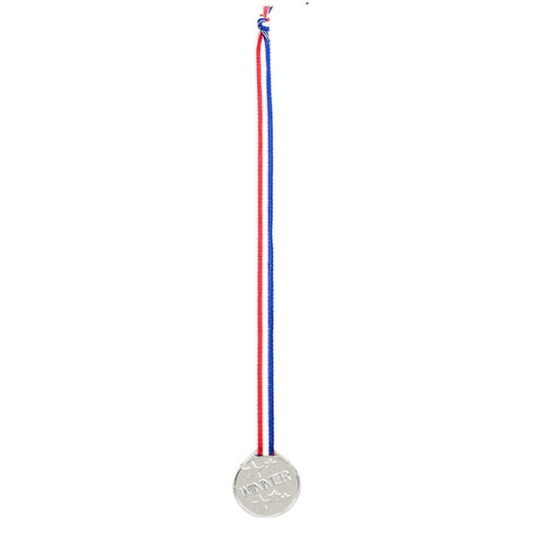 Injueey 50X Ganadores Medalla Premio deportivo Mano de obra fina Tira Entretenimiento Interesante Fiesta Prop Juguete Medallas de plástico Videojuegos y accesorios Plata