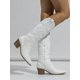 thumbnail image 2 of Embroidered Pointed Toe Slip-on Winter Mid-calf Block Heel Western Boots, 2 of 4