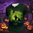 thumbnail image 6 of IAJDKMEK Halloween Men's Polo Short Sleeve Shirt - Button-Down Collar Knit Shirt, Breathable Summer Shirt for Daily Wear, Party, Golf Shirt & Halloween Costume,Dark Green 3XL, 6 of 7