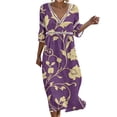 thumbnail image 2 of Ayolanni Floral Dresses for Women 3/4 Sleeve V-Neck A-Line Maxi Dress Cutout Boho Party Elegant Long Dress Multicolor L, 2 of 6