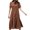 Coffee, variant on Meichang Summer Dresses for Women 2024 Short Sleeve Crew Neck Cotton Linen Dresses Solid Loose Fit Ruffle Hem Dresses Casual Midi Dresses Coffee S