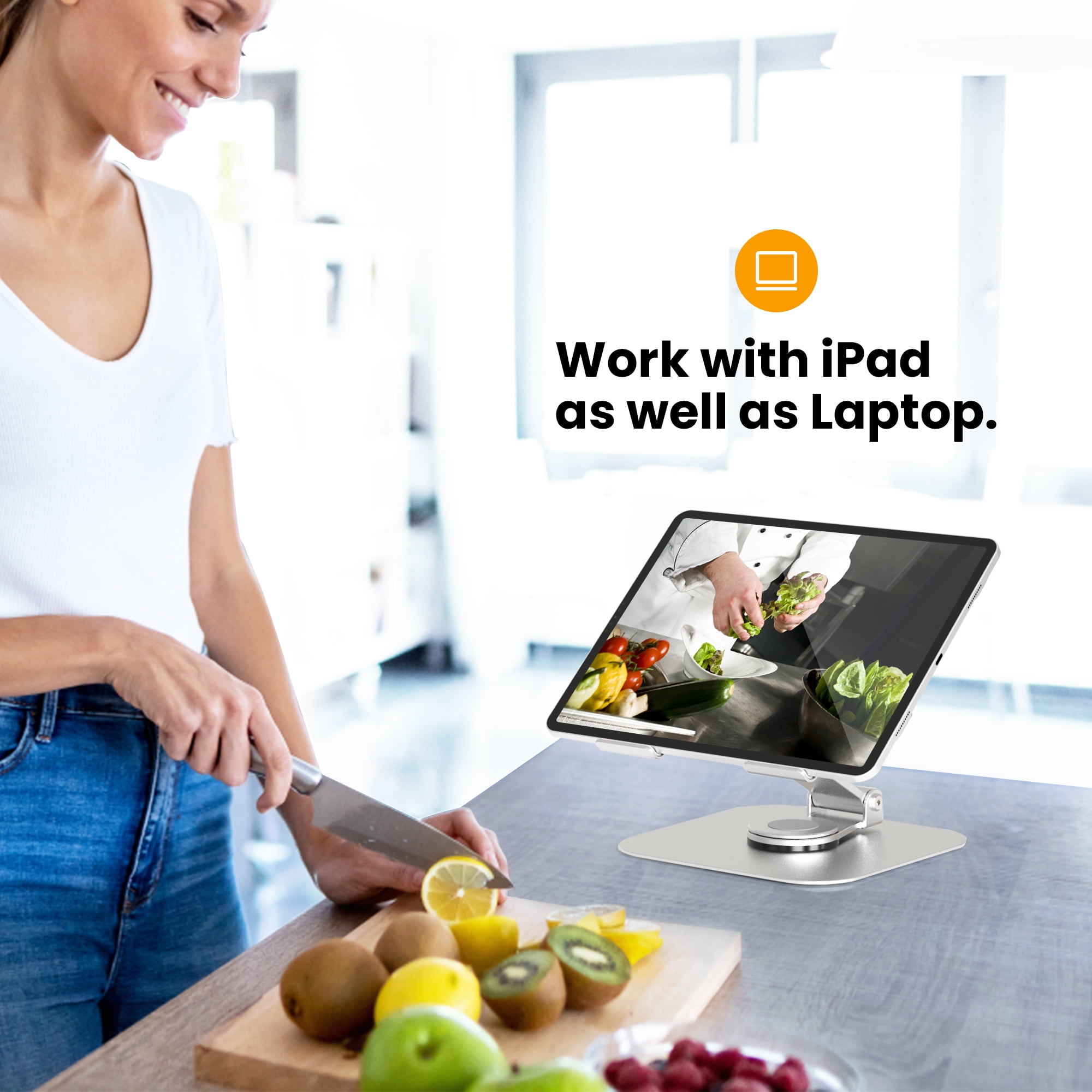 Beelta Laptop Stand for Desk, Laptop Riser Computer Stand Adjustable Height with 360° Rotating Base, Foldable & Portable Laptop Stands, Compatible with MacBook, All Laptops Tablets 10"-16", BSL902S