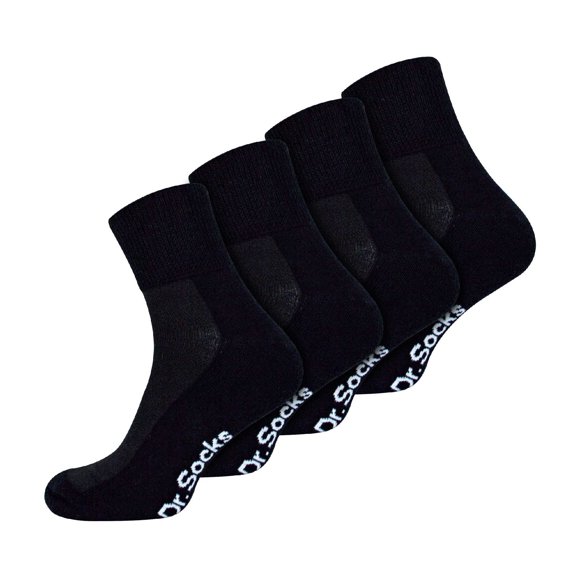 Chaussettes de Cheville en Bambou pour Hommes Diabétiques / Dr.Socks / Chaussettes d'Entraînement Extra Larges en Noir et Blanc