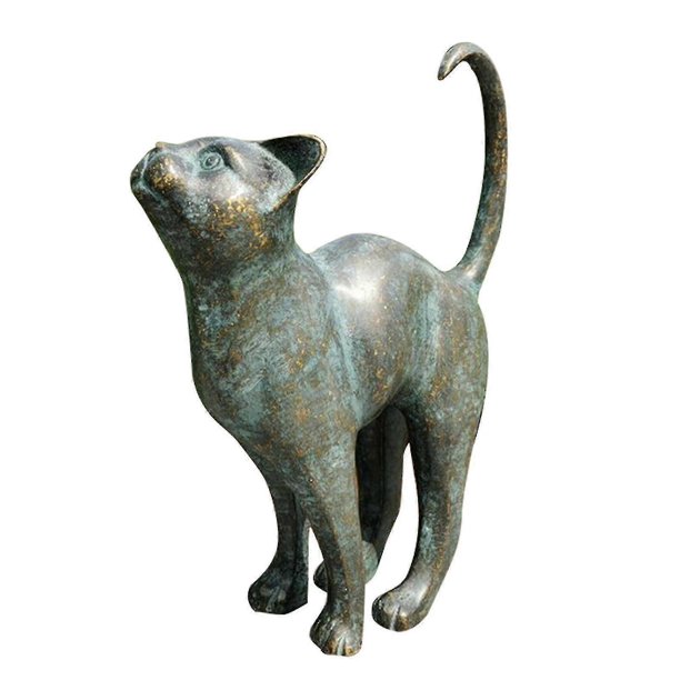 Beautiful Cat Statue With Rounded Back Garden Decor Resin Outdoor Lawn Yard Sculpture