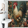 thumbnail image 4 of Rooster Farm Shower Curtain , Enchanted Forest Scenic Bathroom Decor Sets, Waterproof Fabric with Hooks, 4 of 7