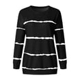 thumbnail image 3 of Follure Ladies summer short sleeve top Women's Casual Striped Sweatshirts Thermal Crewneck Long Sleeve T-Shirts Loose Black, 3 of 4