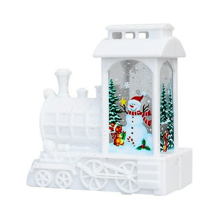 hirigin Christmas Candle Wind Lantern Portable Train Shape Lights Ornament for Home Front Porch Bedroom Decoration