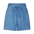 thumbnail image 5 of Annhoo Womens Summer Shorts Drawstring Ruffle Elastic Waisted Trendy Lounge Solid Color Casual Shorts, 5 of 7