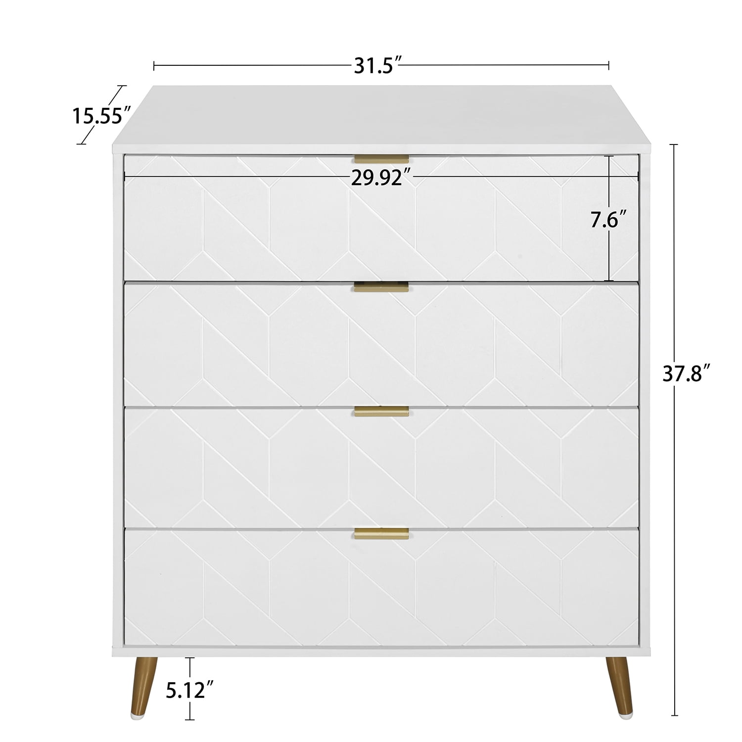 Kadyn 4 Drawer Cabinet, Storage Cabinet with Metal Legs, Particle Board Drawer Dresser for Home, White Kadyn 4 Drawer Cabinet, Storage Cabinet with Metal Legs, Particle Board Drawer Dresser for Home, White