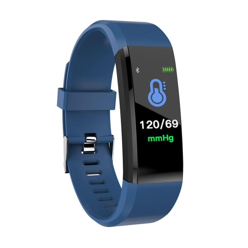 Smart Wristband Bracelet IP67 Waterproof Passometer Blood Pressure Heart Rate Sleeping Monitor Sedentary Reminder Watch 90mA/h Dark Blue