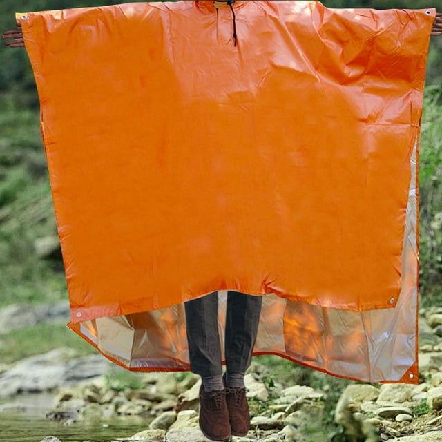 BELOVING Rain Poncho Water Resistant Emergency for Climbing Outdoor Activities Riding Orange