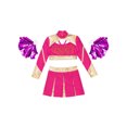 thumbnail image 3 of TiaoBug Kids Girls Cheerleading Outfits Cheer Print Crop Top with Pleated Skirt Hot Pink 16, 3 of 5