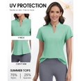 thumbnail image 3 of JoyGirl Womens Golf Polo Shirts Quick Dry Tennis Tops Shirt Collarless V Neck Pickleball Outfits for Women Moisture Wicking, 3 of 8