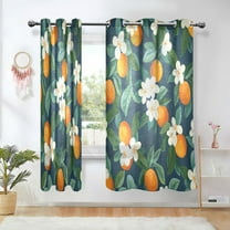Yayeee Window Curtains Set of 2 for Living Room Light Filtering 63"x52", Orange Fruit