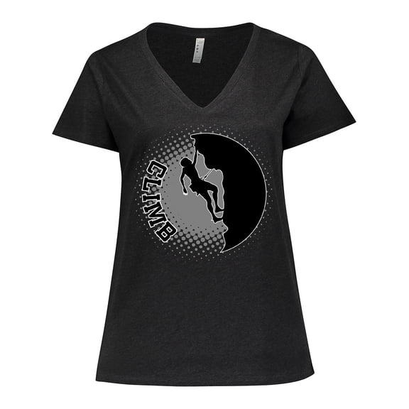 Inktastic Rock Climbing Silhouette Women's Plus Size V-Neck T-Shirt